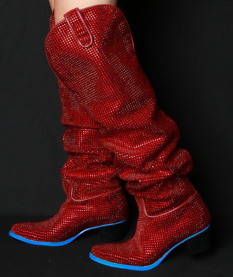 red rhinestone boots