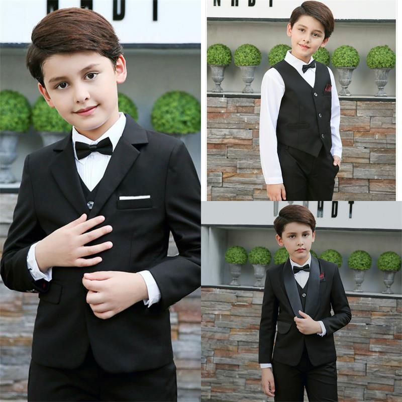 Gentlemen Black Boy Formal Wear Two Botton Custom Made Slim Fit Wedding