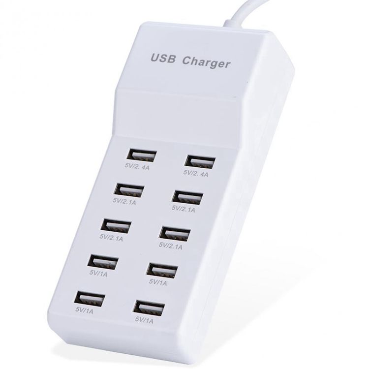 for PC Laptop Computer 10 Port Hi-Speed USB 2.0 Hub Power Adapter