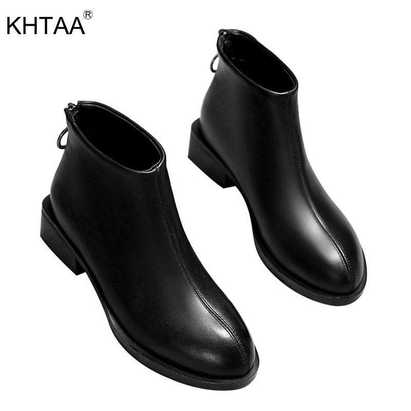 Mujeres Martin Vintage botines negros con cremallera para mujer zapatos de moda gruesos zapatos
