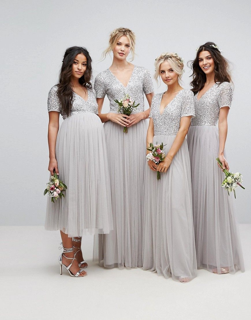 dusty gray bridesmaid dresses