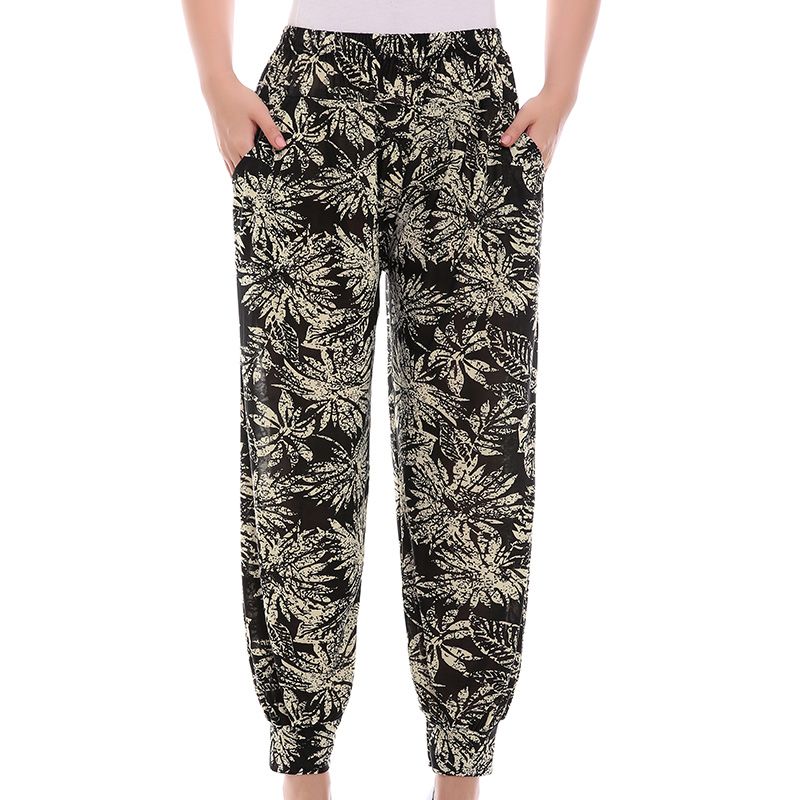 Compra PINNACLE DE NIEVE Pantalones De Harén De Mujer Cintura Elástica De Verano  Pantalones Flojos Coloridos Con Estampado Floral Hasta El Tobillo 50 80 Kg  es Barato | Entrega Rápida Y Calidad | Es.Dhgate