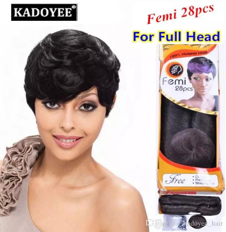 Femi Remy Human Hair Short Hair Wefts Soft And Healthy No Shedding