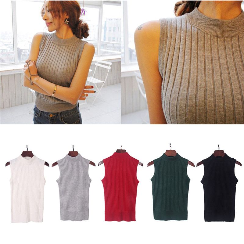 maglia collo alto senza maniche