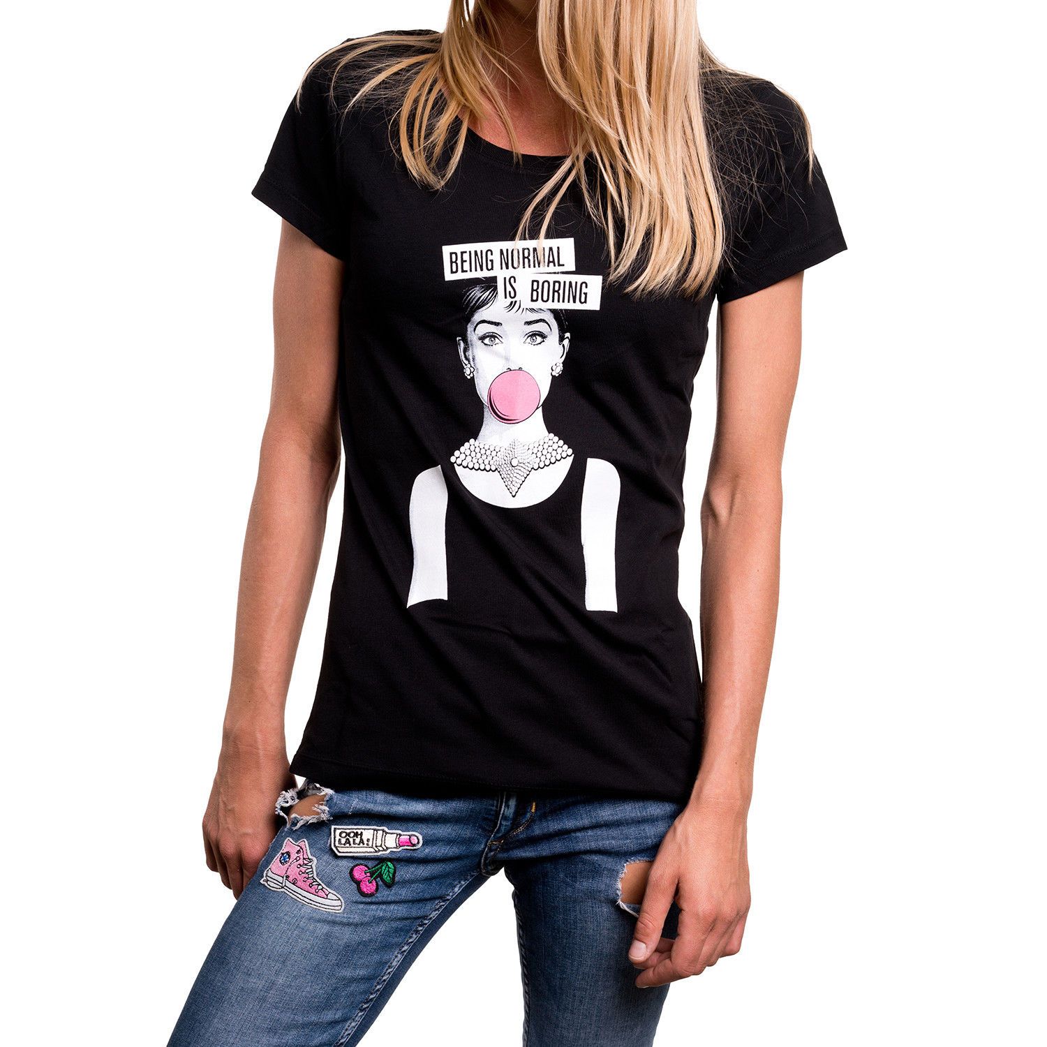 FUNNY SLOGAN WOMENS SHIRT WITH COOL AUDREY PRINT DESIGN TOP HEPBURN GIRL TEE