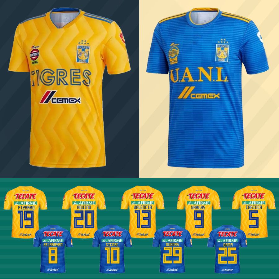 Top AAA 2018 Tigres UANL Jersey 18 19 Local Visitante JUNINHO PIZARRO  CARIOCA VARGAS VALENCIA ZELARAYAN TIGRES Futbol Camisa Liga MX Camiseta  Personalizada Por Messigoal, 12,96 € | Es.Dhgate.Com
