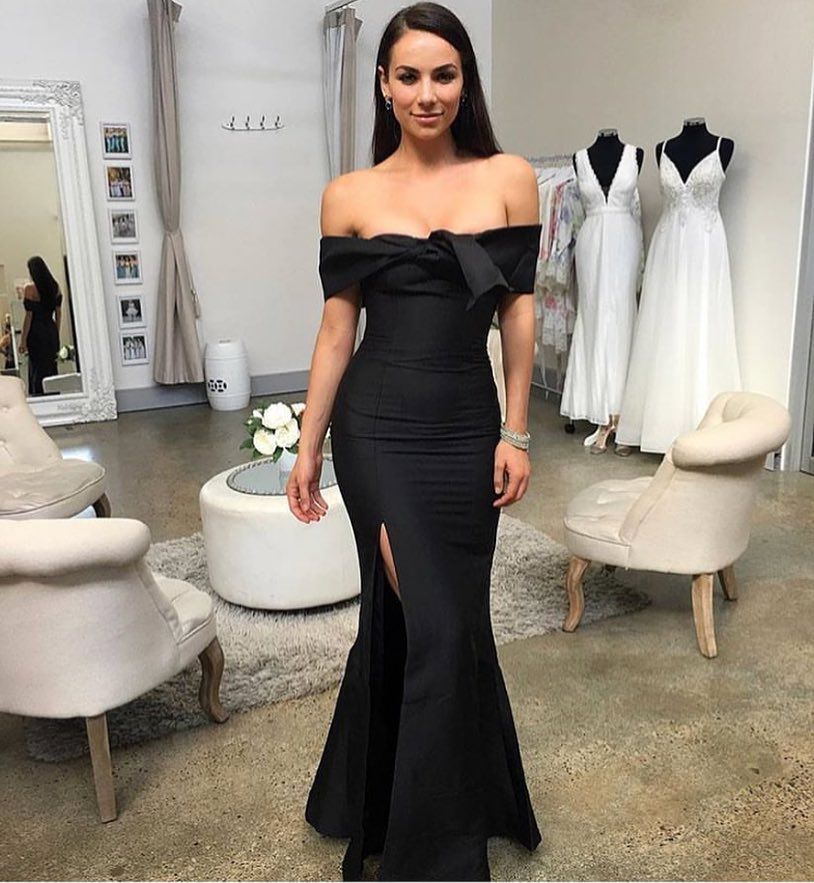 Boat Neck Off Shoulder Formal Evening 