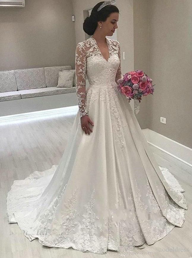 corset long sleeve wedding dress