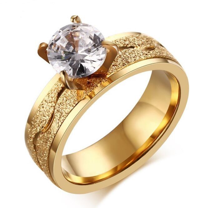 Anillo De Bodas De Acero Inoxidable De Zirconia Cúbica De De Anillo De Bodas De Acero Inoxidable De Zirconia Cúbica De De