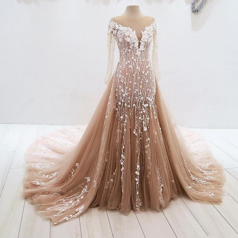 Elegant Mermaid Evening Dresses Sheer 