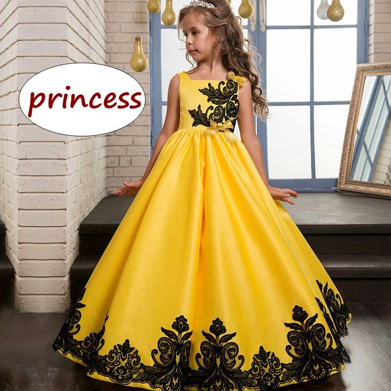 Grosshandel Kinder Hochzeit Kleid Kinder Madchen Gelb Abend Ballkleid Kinder Jugendliche Formale Schwarze Spitze Kleid Von Us Baby 48 68 Auf De Dhgate Com Dhgate