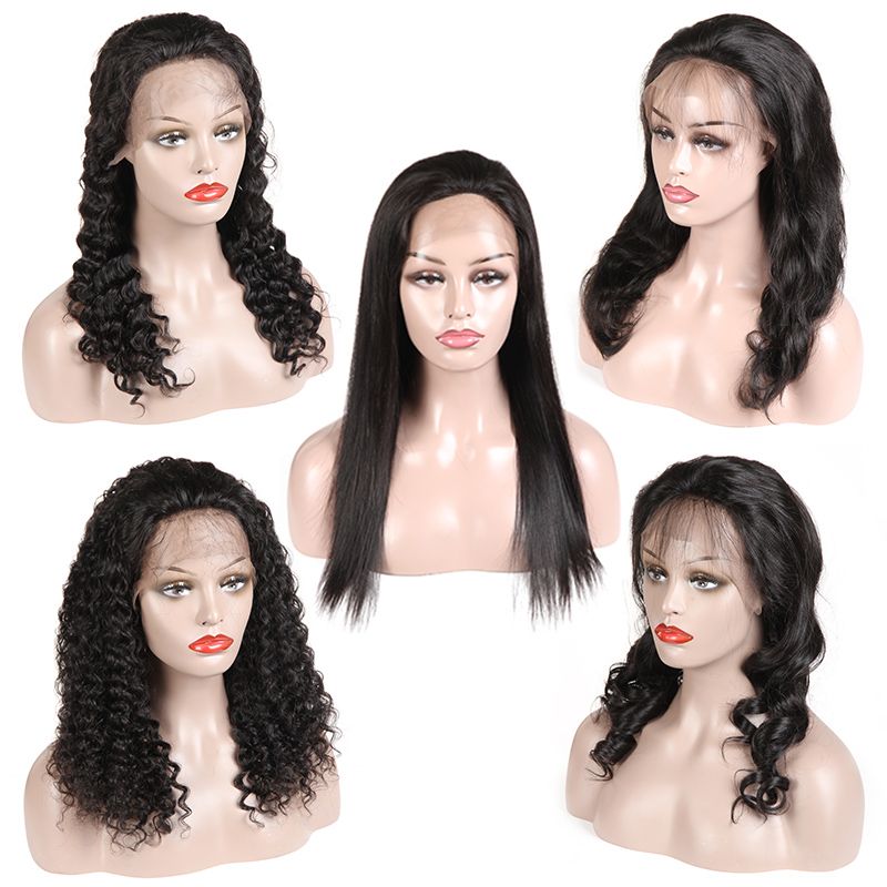 Wholesale Human Hair Lace Front Wigs Pre Plucked Brazilian Straight Body Wave Loose Wave Deep