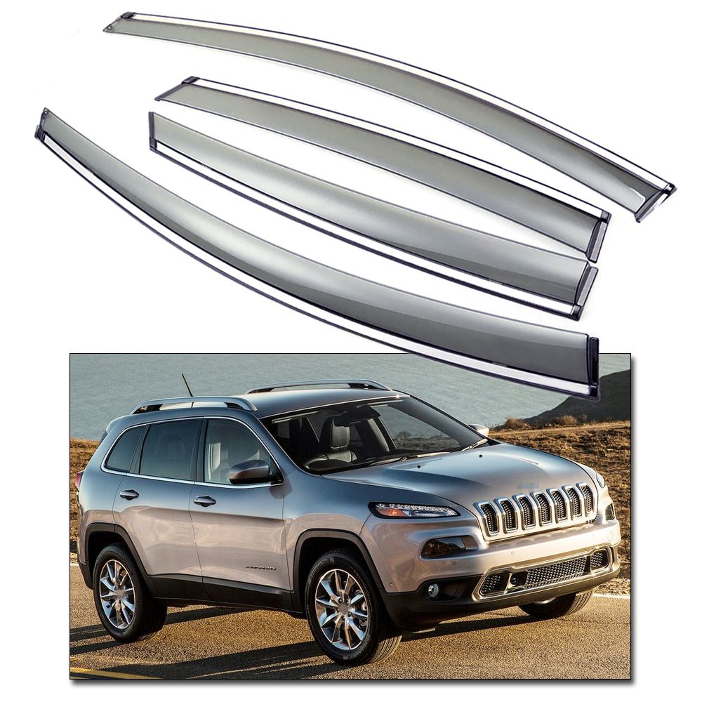 2021 New Car Front & Rear Window Visor Deflectors Vent Shade Fit For Jeep Cherokee 2013 2016 14