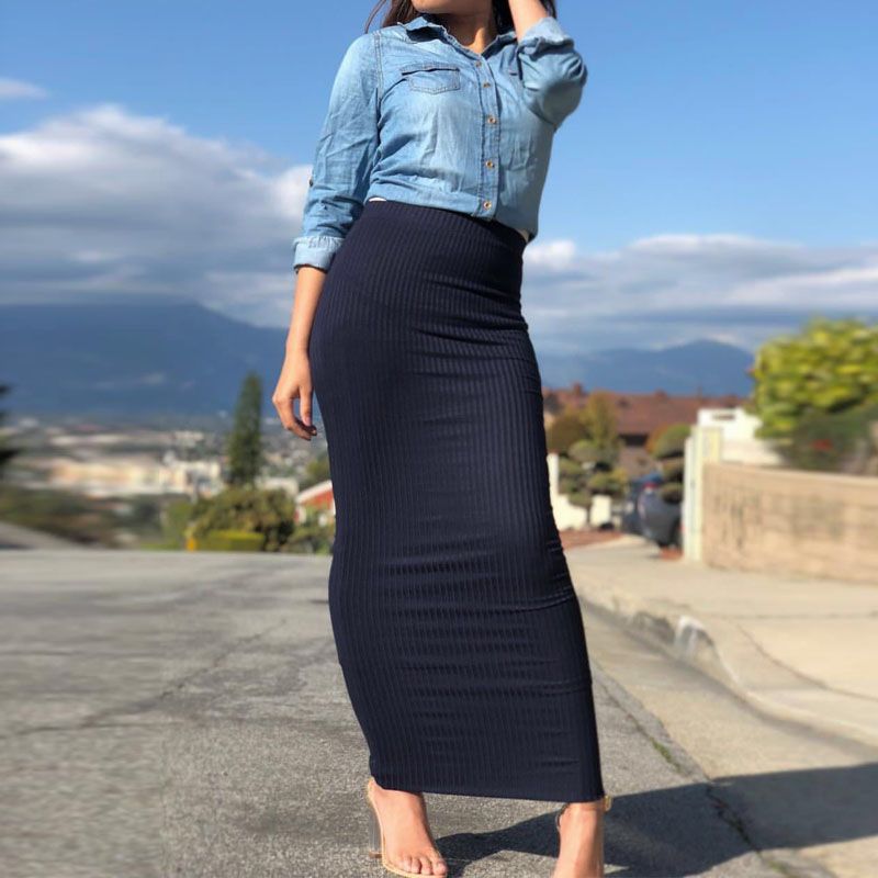2020 2018 Abaya Dubai Arabic Muslim High Waist Knitted Pencil Bodycon Hijab Skirt Dress Abayas Women Long Skirts Islamic Clothing From Aprili 23 3 Dhgate Com
