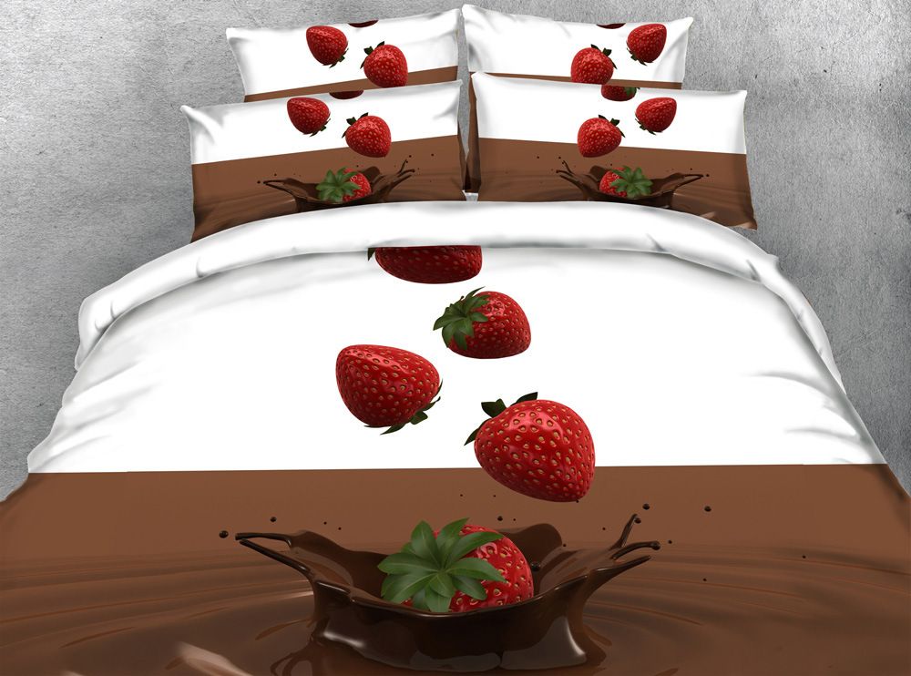 3d Strawberry Blue Guitar Duvet Cover Bedding Sets Queen