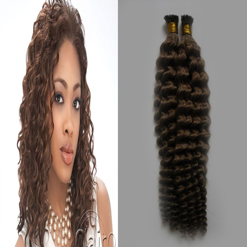 Remy Pre Bonded Human Hair Extension Kinky Curly I Tip Keratin
