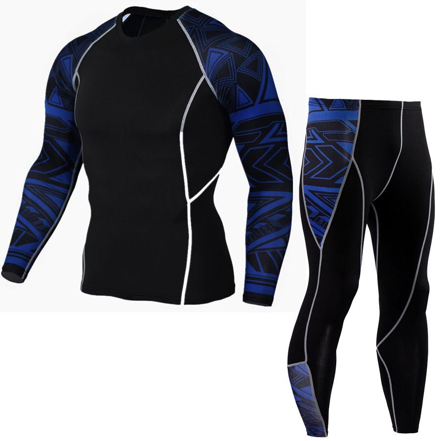 Quick Dry Fit Compresión Chándal Tight Running Set camiseta Legging Ropa para hombres GYM Sport Suit P06