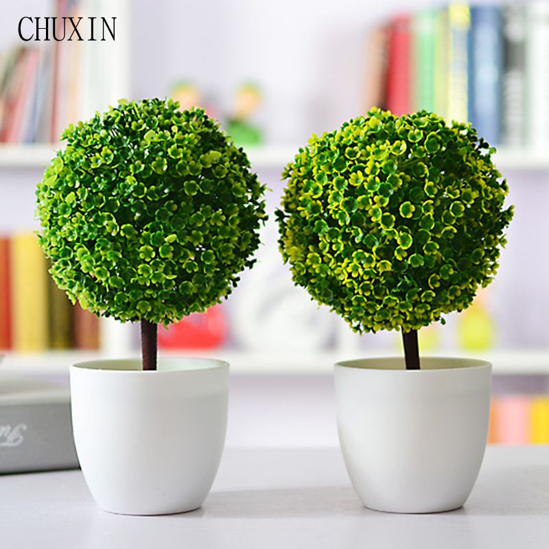 2019 Artificial Plants Ball Bonsai Fake Tree Decorative Green Plants
