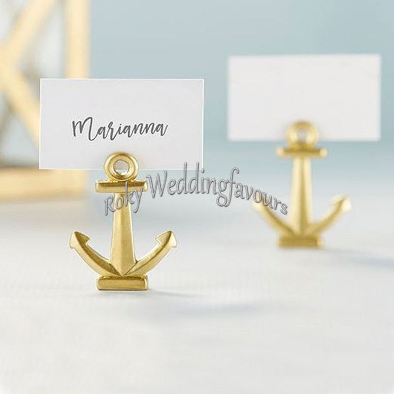 Gold Anchor Place Card Holder Wedding Favors Nautical Theme Party