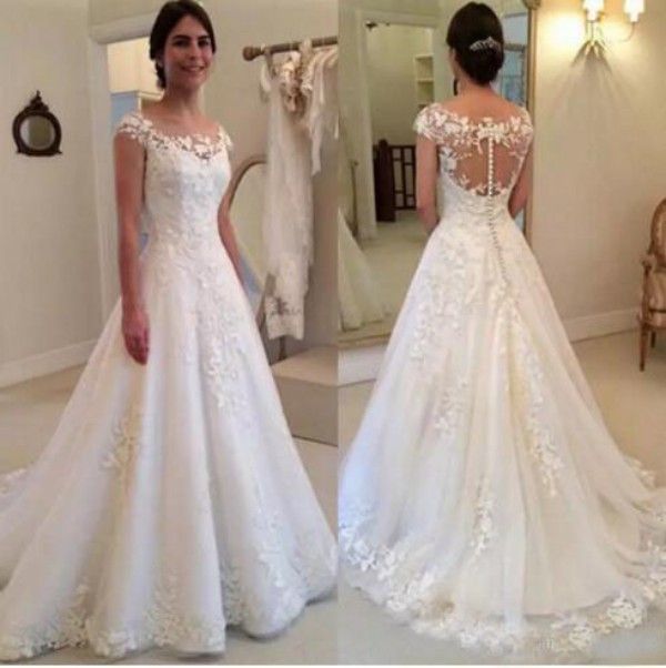 illusion back wedding dress with sleeves