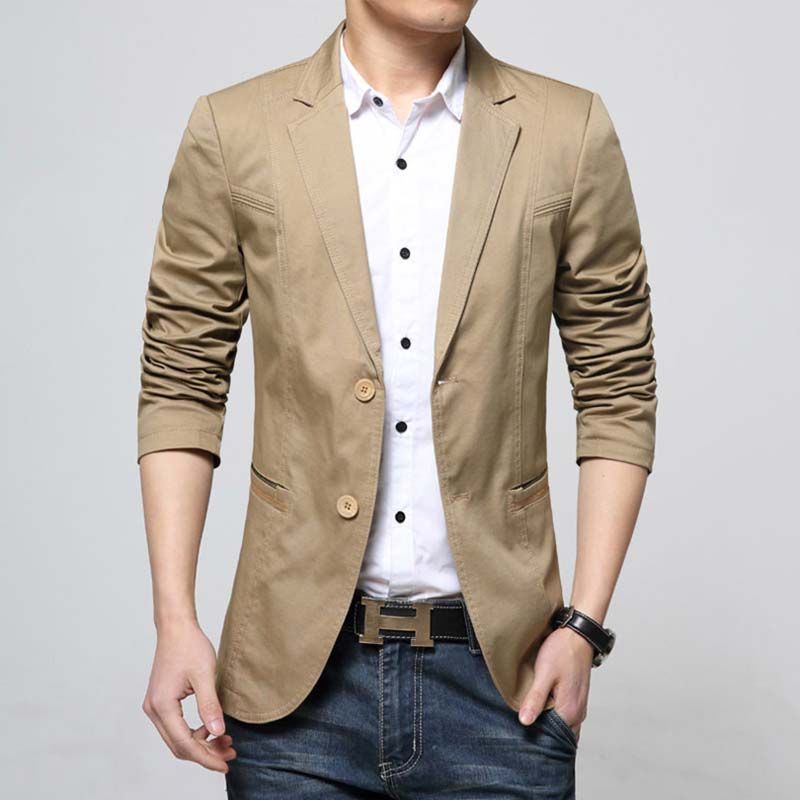 2020 Plus Size Blazer Men Casual Suit Blazer Slim Fit Cotton
