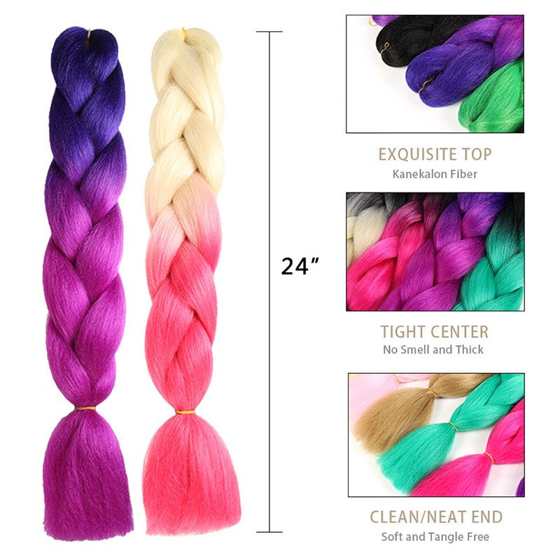 Orange Yellow Blue Purple Ombre Braiding Hair Four Tone Colors Kanekalon Synthetic Braids Hair For Your Princess Wholesale Price 24 100g From Cutevirginhair 4 12 Dhgate Com