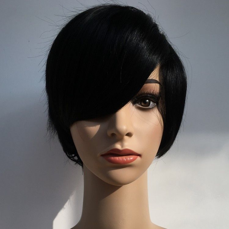 Cool Fashion Short Black Sexy Wig High Quality Rihanna Classical Style Wig Black Short Straight Synthetic Hair Cool Fashion Short Black Sexy Wig High Quality Rihanna Classical Style Wig Black Short Straight Synthetic Hair