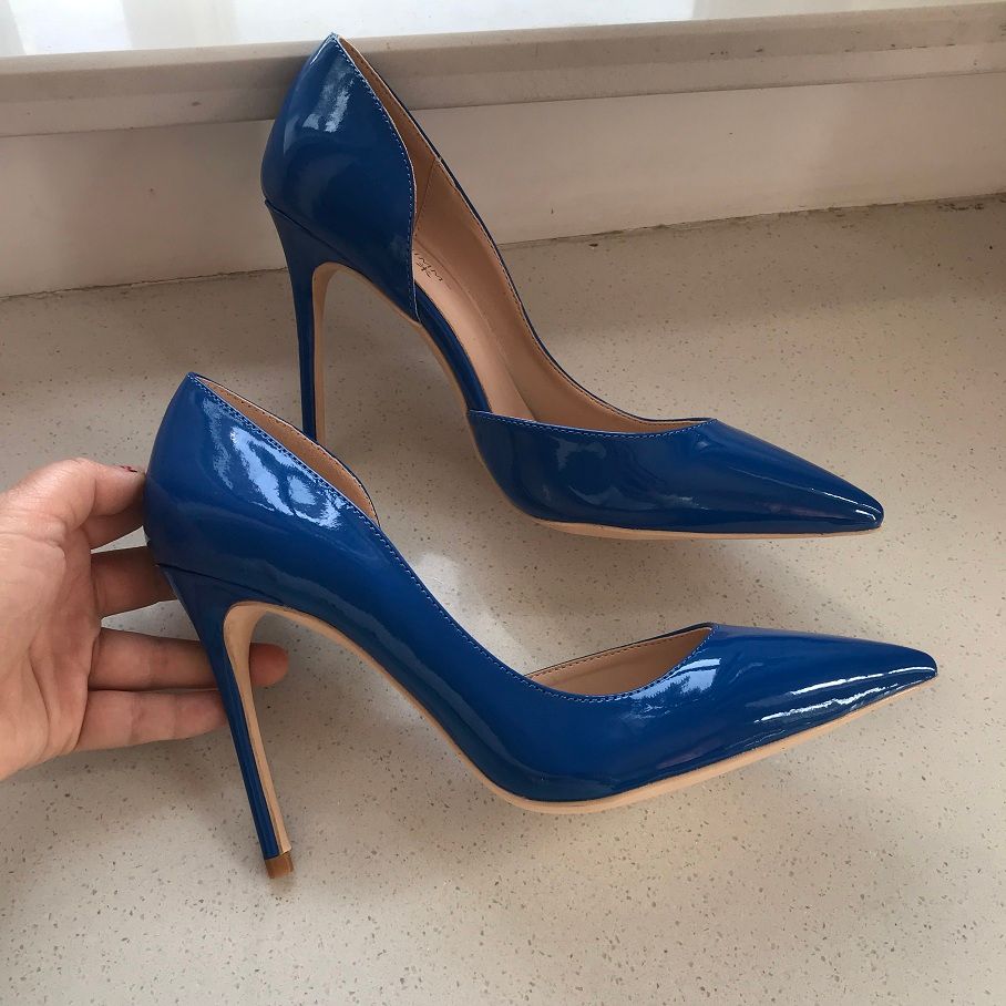 Acquista Foto Reali Moda Donna Décolleté Sexy Lady Décolleté In Vernice Blu  Décolleté In Pelle Con Tacco A Spillo Stivali Da Sposa Scarpe Da Sposa  Scarpe Da Festa A 68,91 € Dal