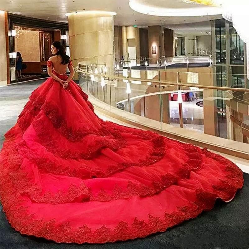 big red wedding dress