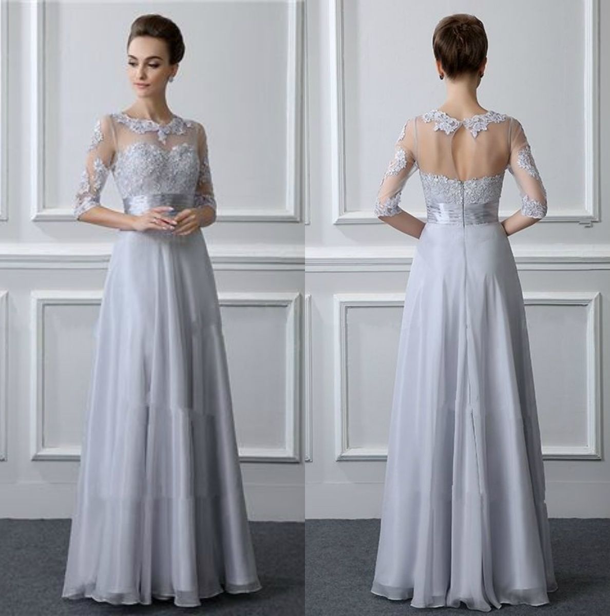 Acquista Abiti La Madre Della Sposa In Pizzo Grigio Chiaro Con Maniche Una  Linea In Chiffon Madre De Los Abiti Da Sposa A 98,68 € Dal Newdeve | DHgate  Italy