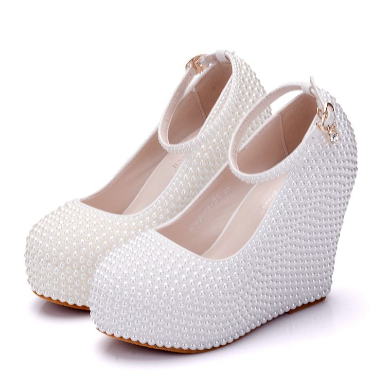 ivory wedge wedding shoes