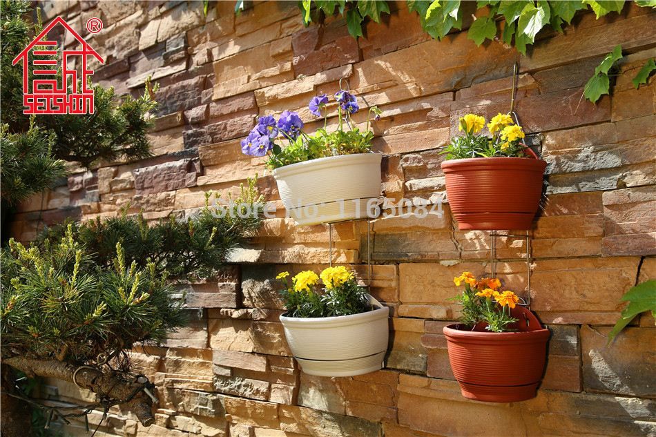 2019 0007 Double Pottery Style Wall Hanging Planter Pot Home Decor