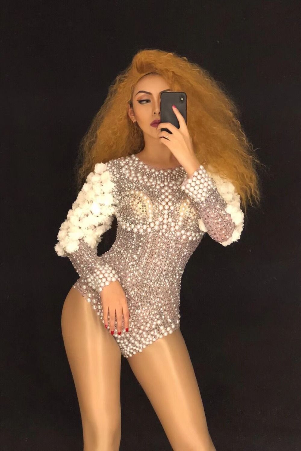 white sparkly bodysuit