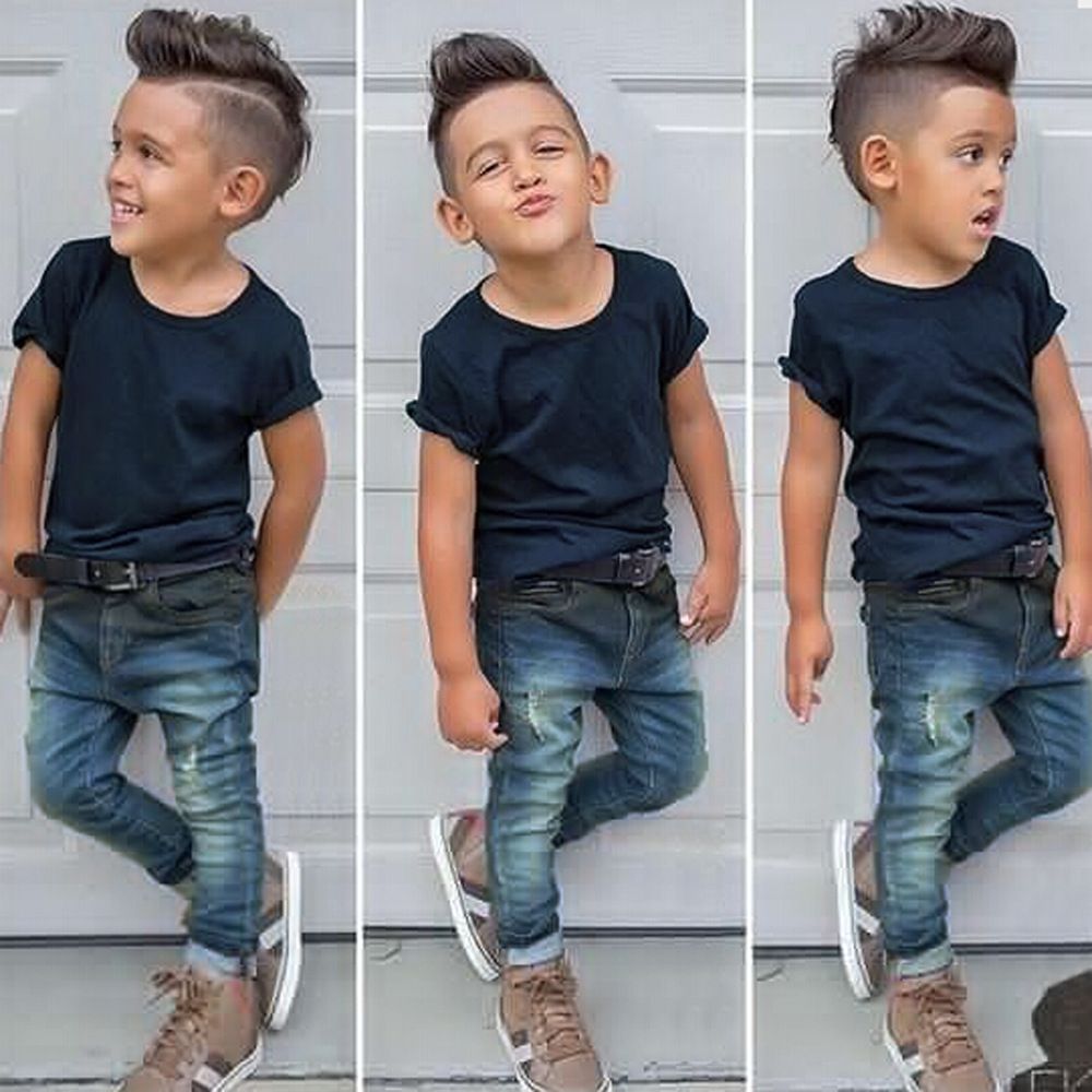 2018 Summer Fashion Boys Set Solid Manga Corta Camisetas + Pantalones De Mezclilla  Niños 2 Piezas Sets Baby Jeans Outfits De 5,41 € | DHgate