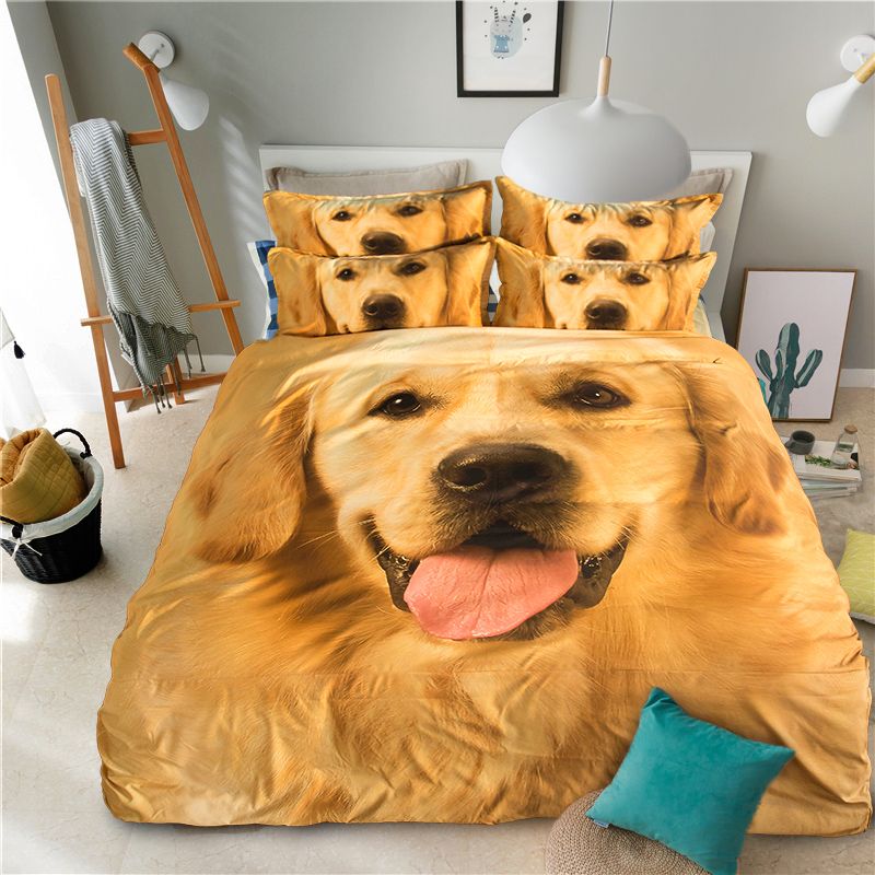 3d Golden Retriever Animal Bedding Set Cute Pet Dog Duvet Cover