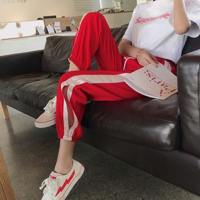 Compra Verano Casual Rayas Pantalones Mujeres Moda Deportes Ancho Algodón  Lino New Loose Street Harem Pantalones Negro Rosa Morado Mujer Pantalón  Barato | Entrega Rápida Y Calidad | Es.Dhgate