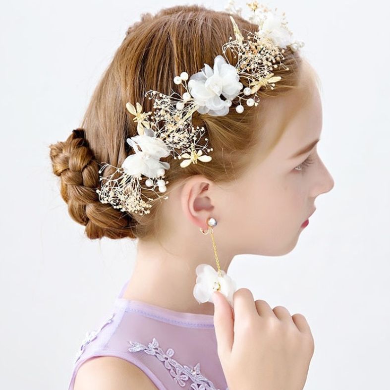 Exquisite Wedding flower girl bridesmaid hair accessories Crown headband Pearl crystal earrings Combination suit Aristocratic headdress. Exquisite Wedding flower girl bridesmaid hair accessories Crown headband Pearl crystal earrings Combination suit Aristocratic headdress.