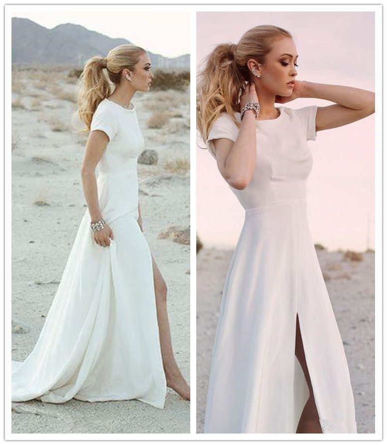 Simple Wedding Dress Short Sleeve Off 79 Buy