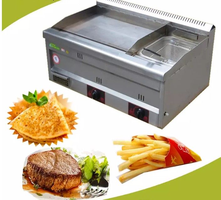 2020 Gas Griddle With Fryer Commercial Gas Griddle Stainless Steel Deep Fryer Gas Potato Chips