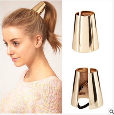 Fashion Punk Rock Metal Circle Cuff Ring Hair Rope Silver Gold