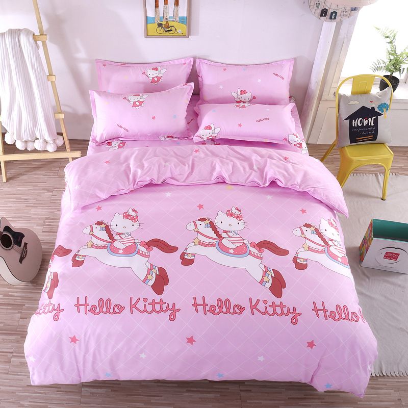 Cartoon Hello Kitty Bedding Sets Pink Princess Girls Duvet Cover