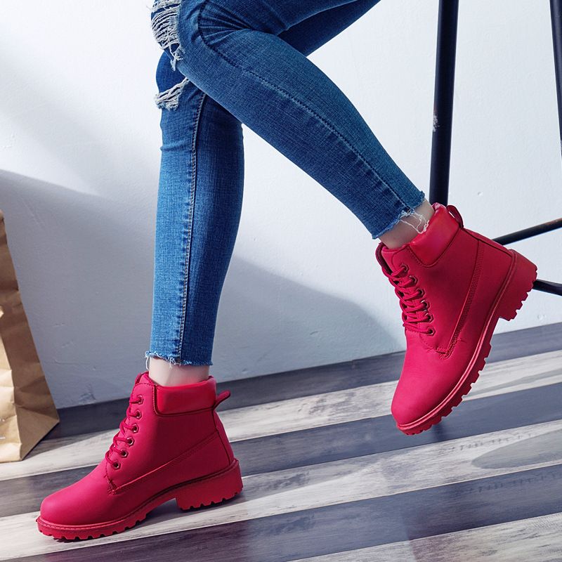 mejilla Pesimista analogía 2018 zapatos de piel de invierno para mujer de la marca Martin Boots mujeres  botas rojas