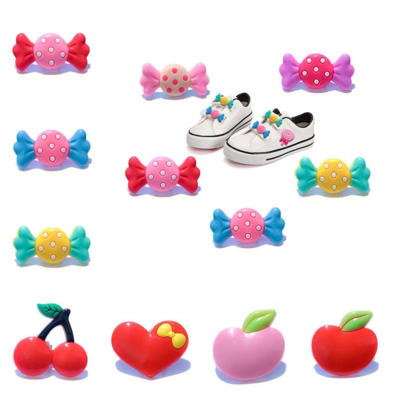 Children Cartoon Fruits Candys Pvc Pins Heart Brooches Badges