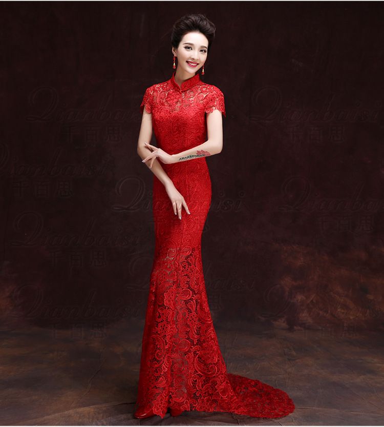 red lace qipao