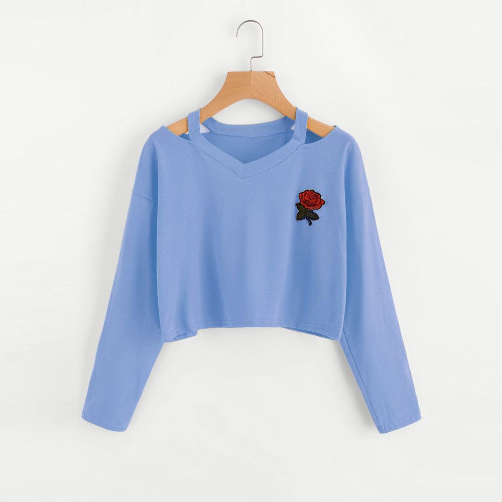 blue cropped sweatshirt