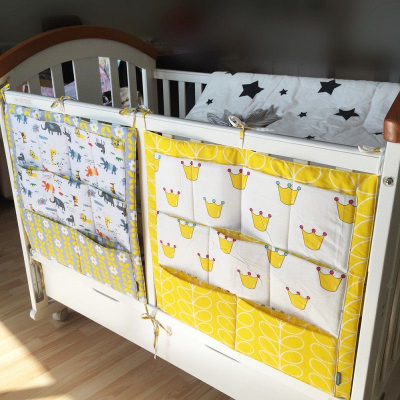 2020 Cotton Linen Hanging Storage Bag Baby Bed Hanging Bag Crib