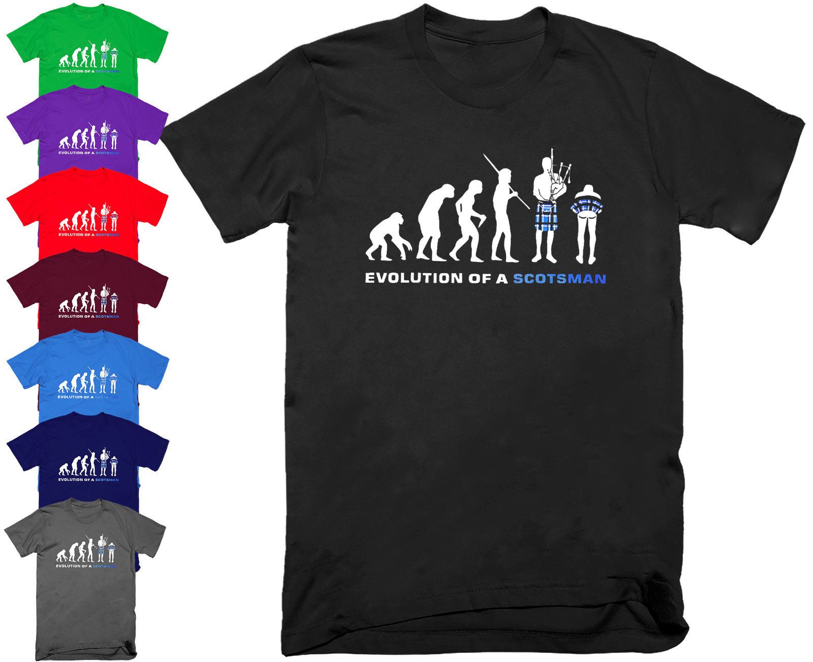 Mens Evolution of a Scotsman Scottish Tartan Kilt Rude Funy T shirt Top Funny free shipping Unisex Casual tshirt gift Mens Evolution of a Scotsman Scottish Tartan Kilt Rude Funy T shirt Top Funny free shipping Unisex Casual tshirt gift