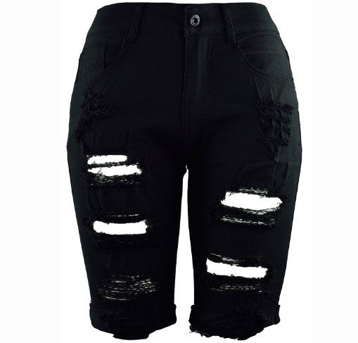 black ripped denim shorts womens