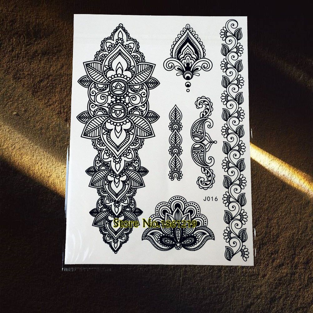 Acheter 25 Styles Grand Black Lotus Mandala Fleur Tatouages Pour Femmes Henné Tatoo Body Art étanche Faux Tatouage Temporaire Autocollants De 323