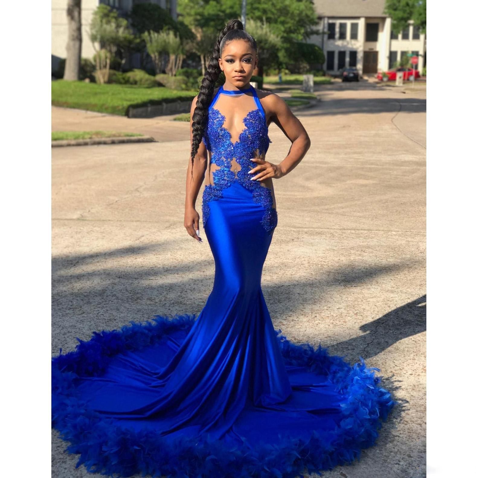 royal blue trumpet dress